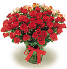 Israel Flowers  in Gift Baskets Delivery Haifa ,Israel Flowers  @ in Gift Baskets Delivery Haifa  24H Service A-Romance  bouquet of 120 Amour Roses in glass vase wrapped with red ribbon in glass vase